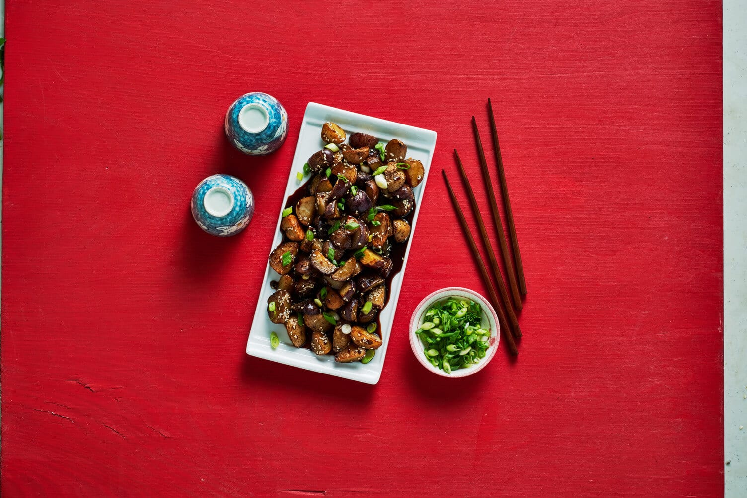 A dish of sesame soy Little Potatoes