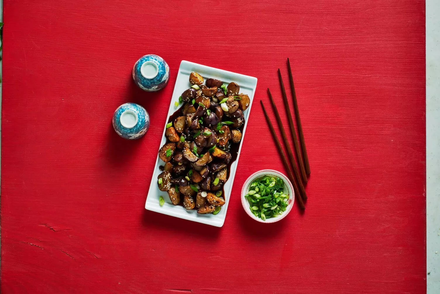 A dish of sesame soy Little Potatoes