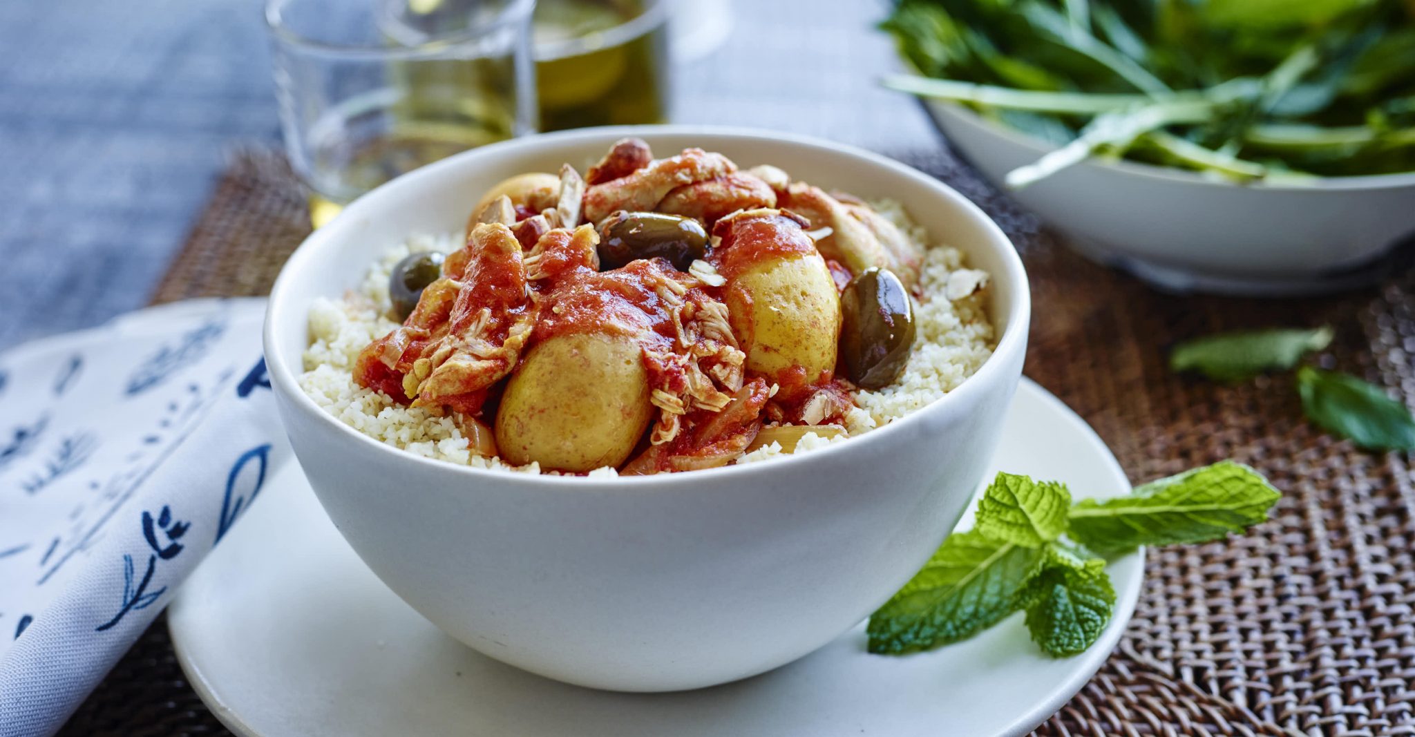 A bowl of slow cooker moroccan tagine.